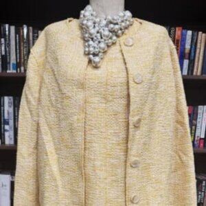 NWT ST JOHN COLLECTION Yellow Tweed Jacket and Skirt Set 14 XL